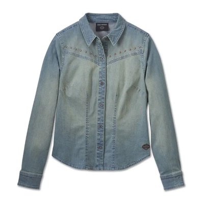 Women's H-D Studded Denim Shirt - XS Image