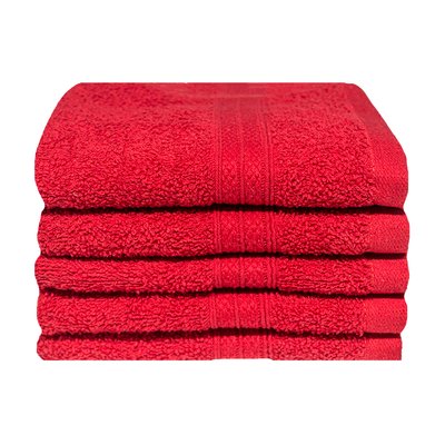 Bunty Plush 100% Cotton Terry Fringe Guest Towel (Tomato)(Pack of 5)(380gsm) Image
