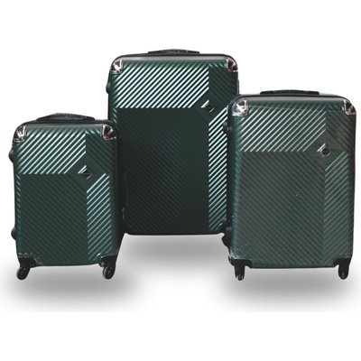 Roller Luggage Trolley Bag Diamond Pattern - Forest Green (3 Piece) (Hard Plastic) Image