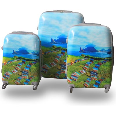 Graphic Roller Luggage Trolley Bag Graphic - Mountain View (3 Piece) (Hard Plastic) Image