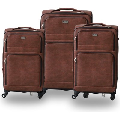 Roller Luggage Trolley Bag Textured Pattern - Light Brown Patches (3 Piece) (PU Leather) Image