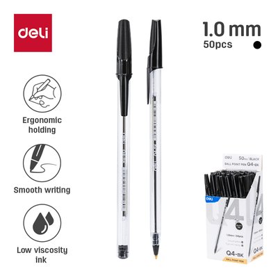 Deli Think Ballpoint Pen - Black (Clear Barrel)(Box of 50) Image