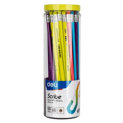 Deli  HB Graphite Pencil Pack (Eraser Tipped)(Tube of 50) Image