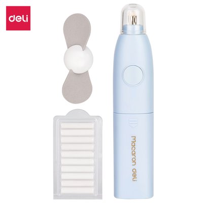 Deli 2-in-1 Artist' Electric Sketch Eraser & Fan (Blue)(with 10 Refills) Image