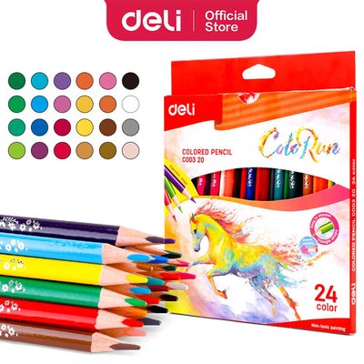 Deli Full-Length Triangular Coloured Pencil Set (24 Colours) Image