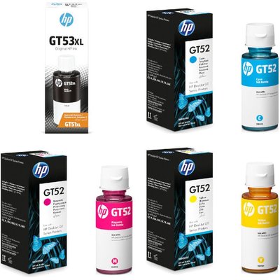 HP GT53 and GT52 Black and Tri Colour Combo Pack Ink Bottle Image