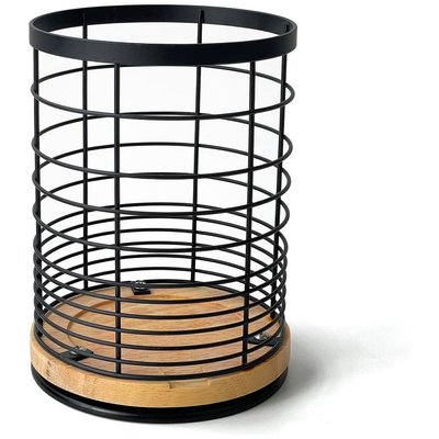 Rotatable Kitchen Utensil Rack with Wooden Base Cooking Utensil Holder Image