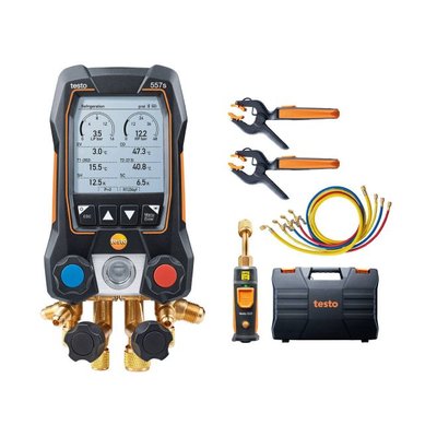 Testo 557s Digital Refrigeration Manifold Smart Vacuum Kit with filling hoses Image