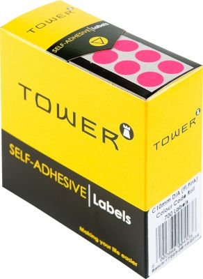 Tower C10 Round Col. Code Label Sheets - Fluor. Pink (240 Pack) Image