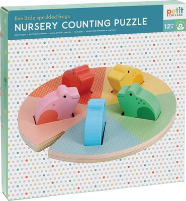Petit Collage Nursery Counting Puzzle: Five Little Speckled Frogs Image