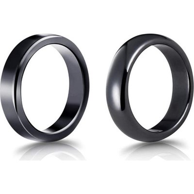 Unisex Anxiety Balance Stone Hematite Rings (Set of 2) Image