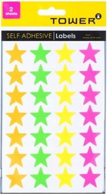 Tower Large Star Stickers - Mixed Fluor. (2 Sheets) Image