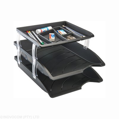 Bantex A4 PP Optima Letter Tray & Organiser Set (Black) Image