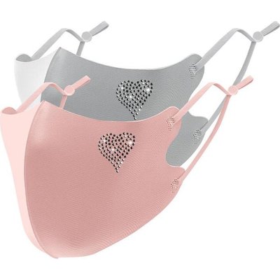 Sophie Moda-Ice Cooling Microfibre Rhinestone 3D Face Mask - Heart (2 Pieces) Image