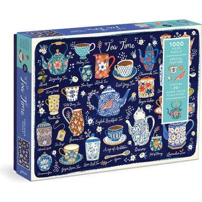Galison Tea Time Jigsaw Puzzle with Shaped Pieces (1000 Piece) Image