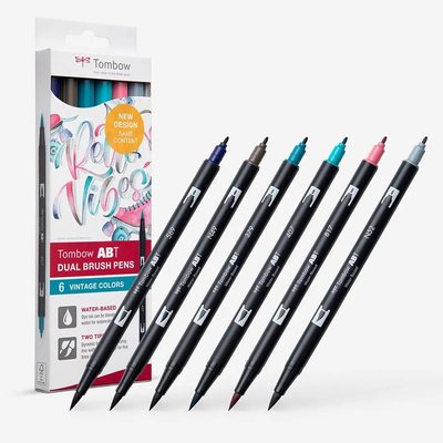 Tombow Art Dual Blendable Brush Pen Set - Vintage Colours (Set of 6) Image