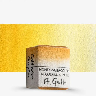 A.Gallo Handmade Watercolour Paint - Gold Ochre (Half Pan) Image