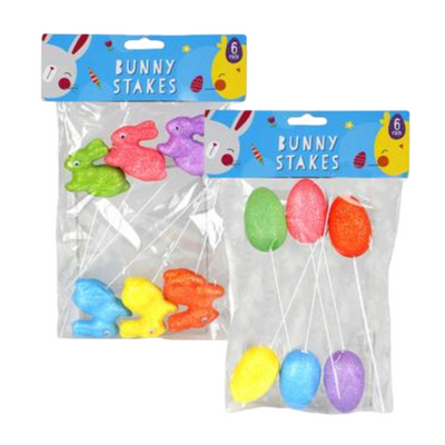 6-Piece Easter Glitter Foam Decor Stakes Image