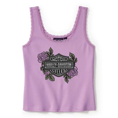 Rose & Thorn Bling Lace Trim Tank (L) Image