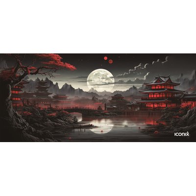 Iconix XL Full Desk Office and Gaming Mouse Pad - Crimson Moonrise Image