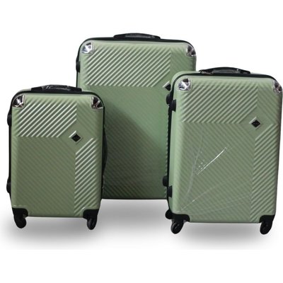 Roller Luggage Trolley Bag Diamond Pattern - Sage Green (3 Piece) (Hard Plastic) Image