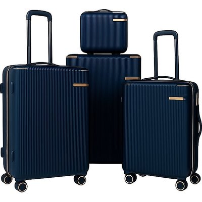 Roller Luggage Trolley Bag Textured Pattern - Navy Blue (4 Piece) (Hard Plastic) Image