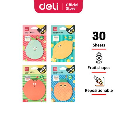 Deli Fruit Shapes Sticky Notes (76 x 76mm)(30 Sheets x 4 Shapes) Image