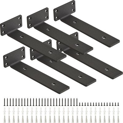 Chenshia 6 Pieces Floating Shelf Heavy Duty Hidden L Brackets -8 INCH Image