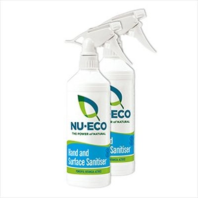 Nu-Eco Bio-degradable Hygienic Hand and Surface Cleanser (Sanitiser) with Powerful Botanical Actives (Trigger Application) (2 x 750ml) Image