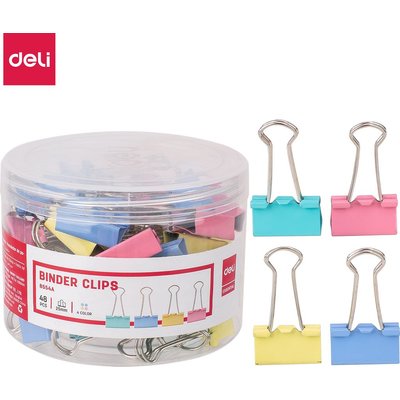 Deli Binder Clip 25mm Asst Colors (Blue|Yellow|Pink|Green) 96 PCS Image