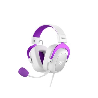 Havit H2002d Stereo Surround Sound Gaming Wired 3.5mm 2m cabled Headset - White & Purple Image