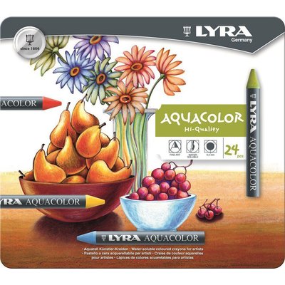 Lyra Aquacolor Water-Soluble Wax Crayons (Metal Box of 24) Image