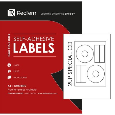 Redfern L2UPB Spec CD Multi-Purpose Inkjet-Laser Labels - 41mm  Dia Landscape (Pack of 100) Image
