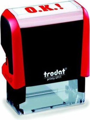Trodat 4911 S-Printy Stock Text Stamp - OK! (Red Ink) Image