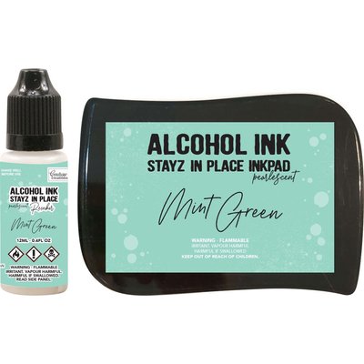 Couture Creations Stayz in Place Alcohol Ink Pad & Reinker (12ml) - Pearlescent - Mint Green Image