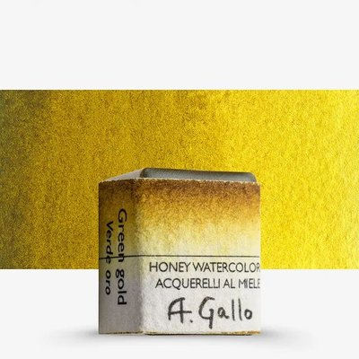 A.Gallo Handmade Watercolour Paint - Green Gold (Half Pan) Image