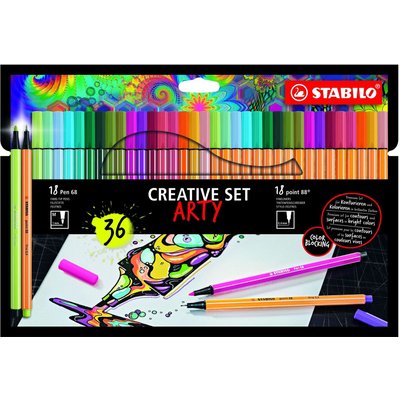 Stabilo Arty Creative Set - Fineliners and Fibre Tip Pens (Box of 36) Image