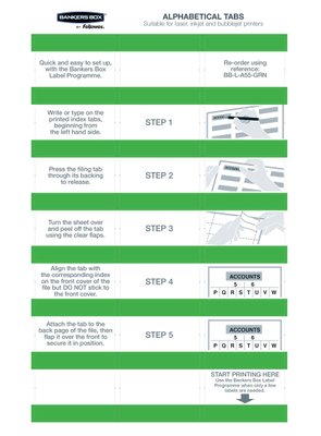 Fellowes Bankers Box Alphabetical Adhesive Tab Labels - Green 55mm (144 Pack) Image