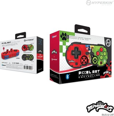 Hyperkin Official Miraculous Pixel Art Bluetooth Switch Controller Ladybug & Cat Image