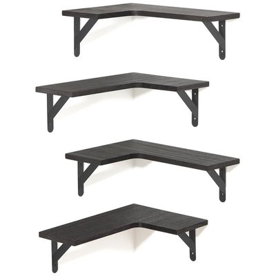 Chenshia Wood Corner Floating Shelves Wall Mounted Set of 4 - Black Image