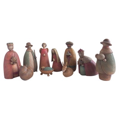 Christmas Nativity Wood Finish Set Of 11 Image