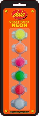 Dala Neon Craft Paint Set - Assorted Colours (6 x 5ml) Image