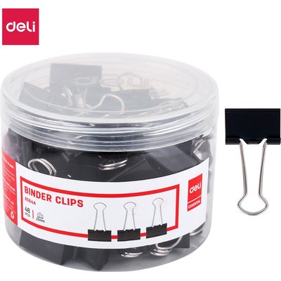 Deli 25mm Foldback Clips Black 48PCs Image