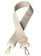 Crossbody Bag Strap - Beige with Silver stripes, Gold clasps: 
