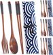 Chenshia 16 Piece Eco Wooden Utensils Set - Spoons, Forks & Chopsticks with Bag - Black: 