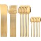 Gold 24Pcs,Western Cutlery Set Stainless Steel Christmas Dinnerware Set Fork Knife Spoon Tableware Set Flatware Set Silverware...
