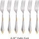 Fork-Gold Plated,6pcs Table Spoons Set of 6 Stainless Steel Tablespoon Soup Spoon Set Royal 6 Pieces Dinner Spoon for...