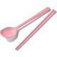 2Pcs Pink,Resuable Tableware Set High Quality Silicone Dinner Set Colorful Dinnerware Spoon Chopsticks Flatwaare Cutlery Set: 