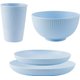 4Pcs Blue,Colourful Wheat Straw Cutlery Set 4Pcs Bowl Cup Dish Set Portable Tableware Set Dinnerware Kits for Picnic Camping: 