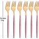 6Pcs Matte PKGold,6 Pieces Gold Coffee Tea Fork Set Stainless Steel Fruit Fork Ice Cream Cake Dessert Mini Forks Afternoon...